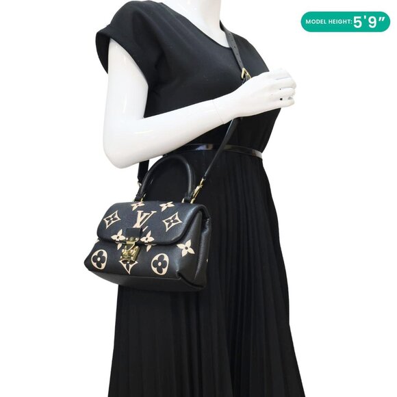 Louis Vuitton  Madeleine MM Bicolor Monogram Empreinte Leather Satchel Bag Black - Picture 2 of 16
